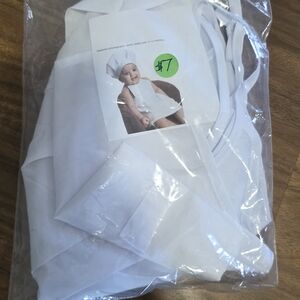 White Baby Chef Costume Apron and Hat Set - Unbranded